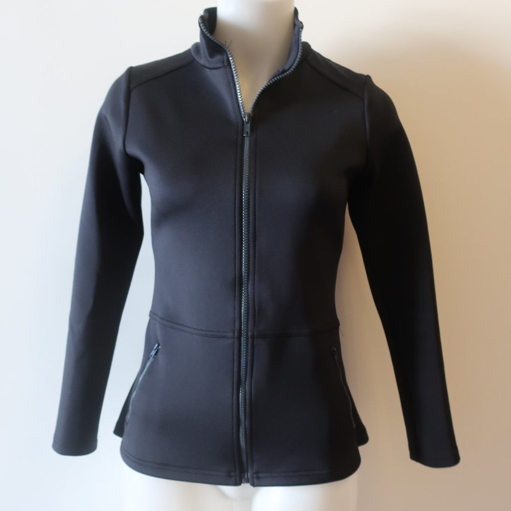 WOMENS PRISMSPORT BLACK PEPLUM BACK FULL ZIP JACKET XS *
